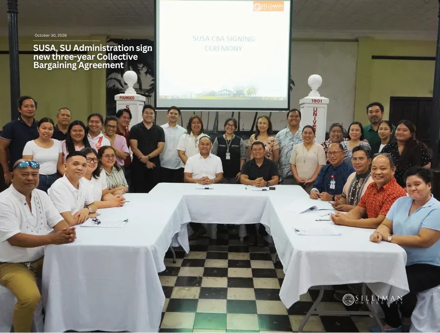 SUSA officers, SU Administration members, and staff pose during the closing of the signing ceremony.