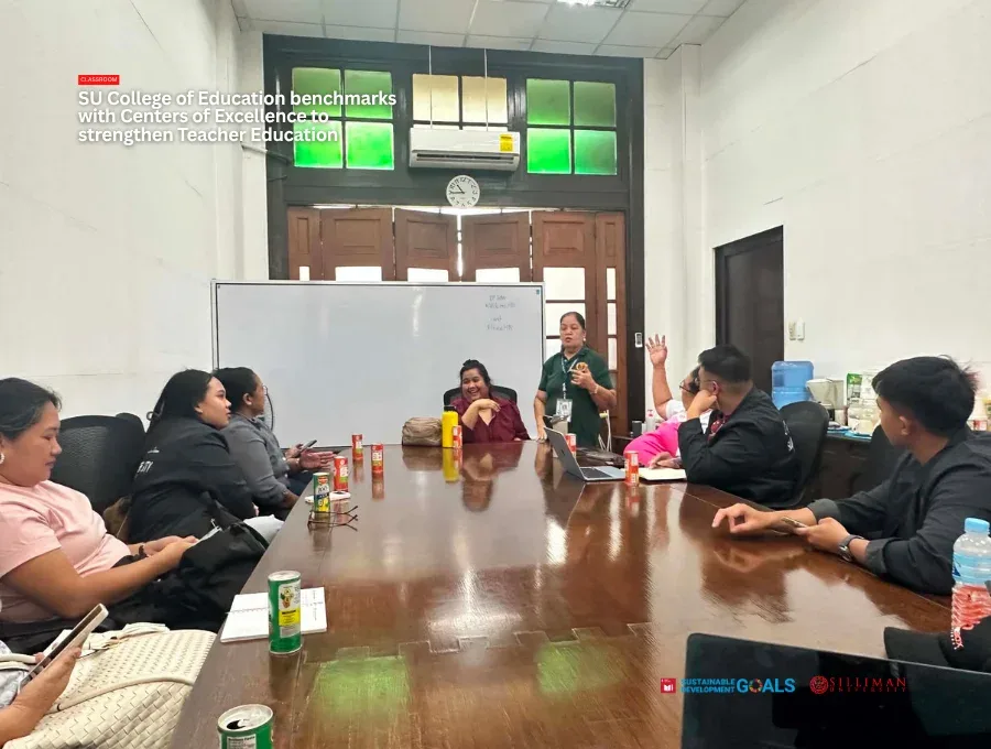 Dr. Marie Grace Gomez, OIC Dean of the UP Diliman College of Education and Director of the Diliman Learning Resource Center, welcomes the Silliman University College of Education delegation and shares best practices in curriculum development and research.