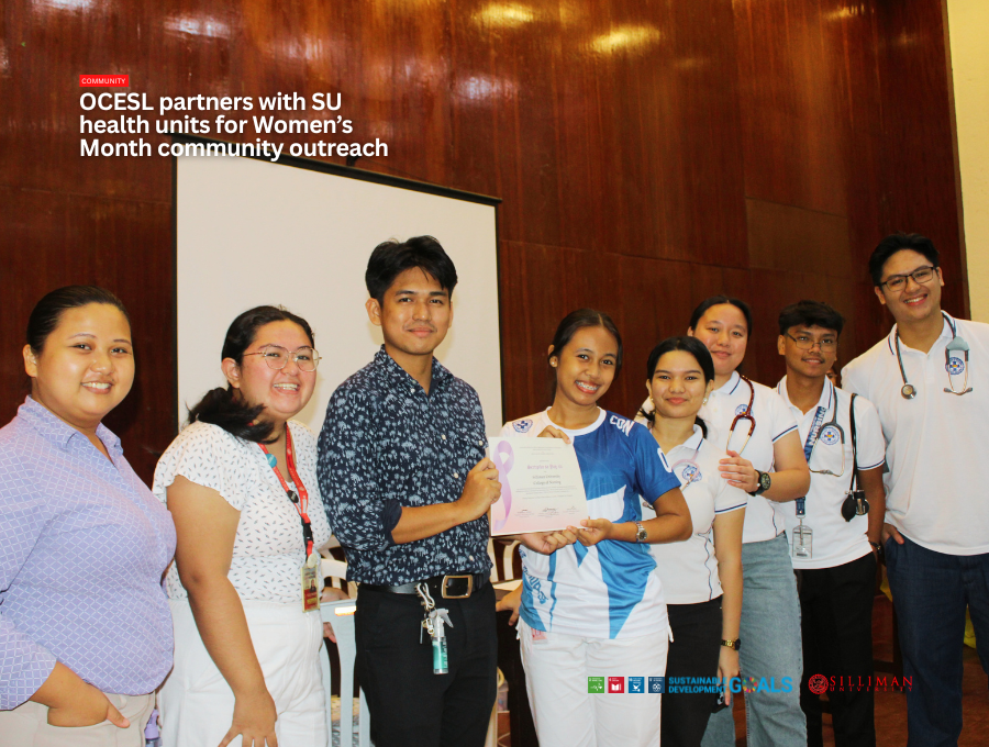 Volunteer students from the College of Nursing receive their certificate.