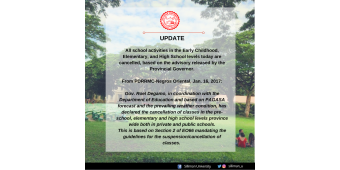 Advisory on Cancellation of School Activities