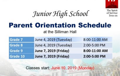 Junior High School Parent Orientation Schedule