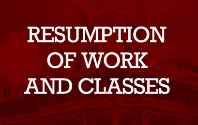 Resumption of Work and Classes