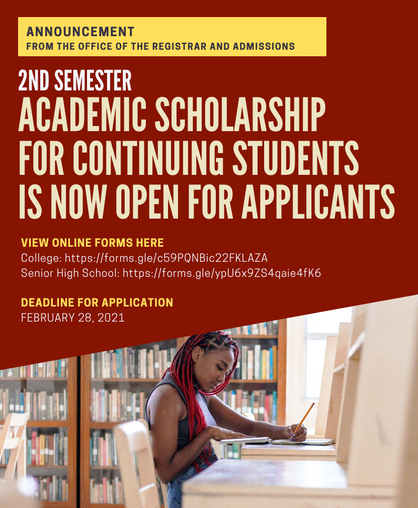 Academic Scholarship for continuing students is now open for applicants