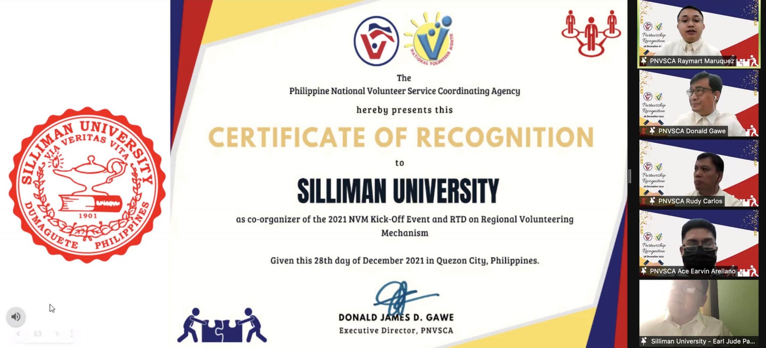 SU gets recognized by PNVSCA as National Volunteer Month co-lead