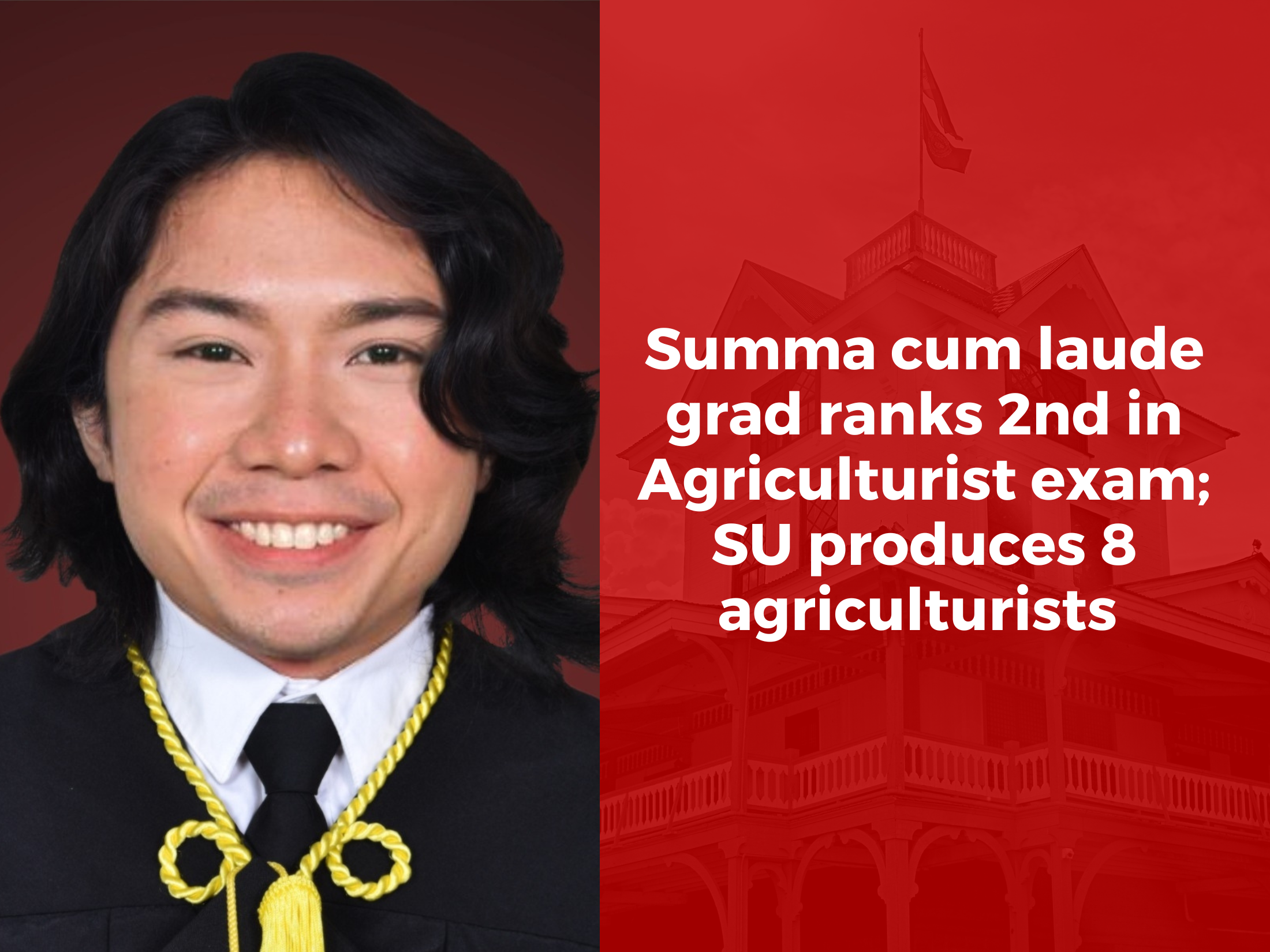 Summa cum laude grad ranks 2nd in Agriculturist exam; SU produces 8 agriculturists