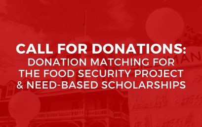 Call for Donations: Donation Match for the Food Security Project and Need-Based Scholarships