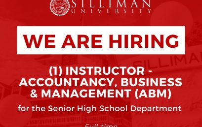 Silliman University is hiring one (1) Instructor – Accountancy, Business & Management (ABM), for Senior High School (full-time position)