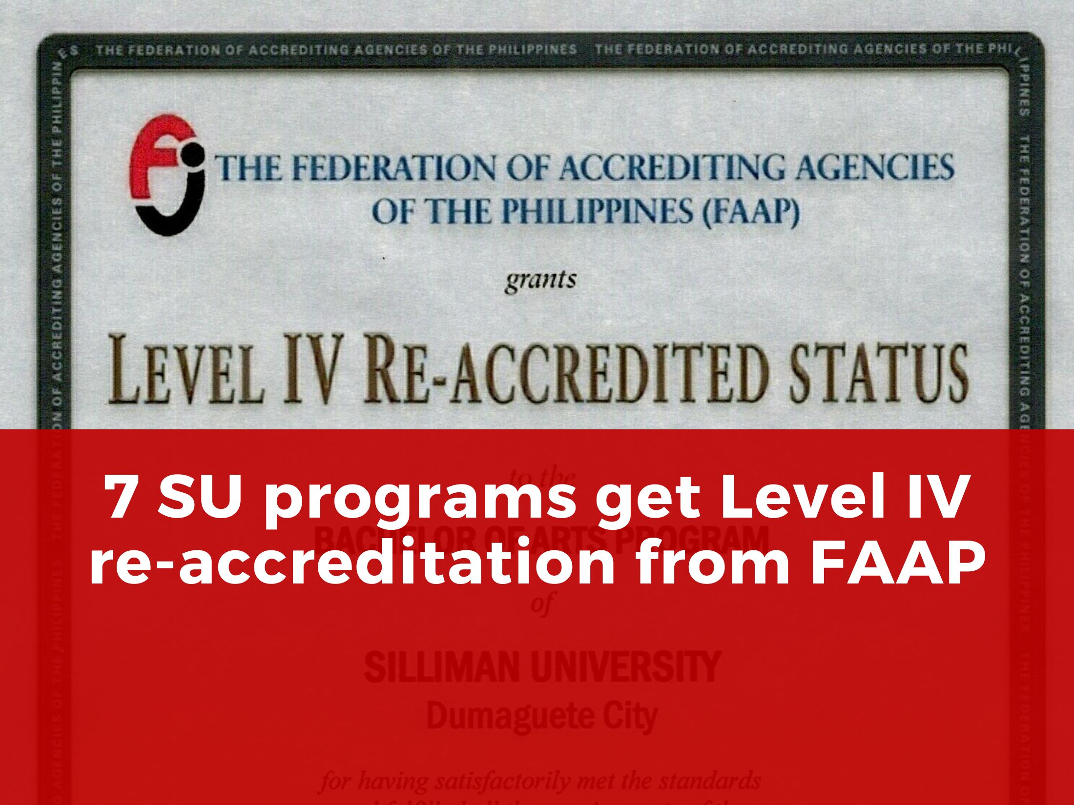 7 SU programs get Level IV re-accreditation from FAAP