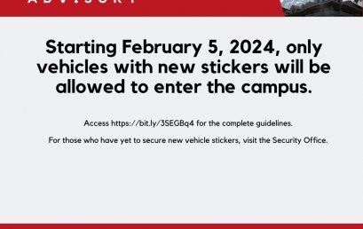 Starting February 5, 2024, only vehicles with new stickers will be allowed to enter the campus.