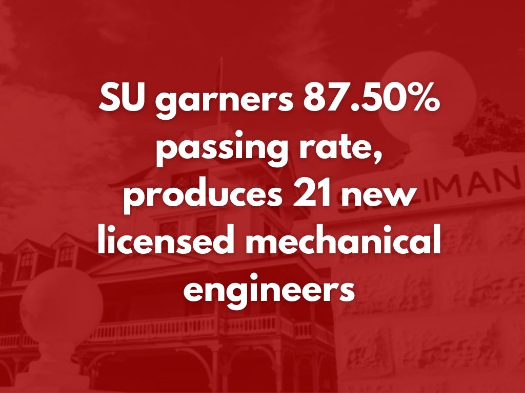 SU earns a National Passing Rate of 87.50% and produces 21 new licensed mechanical engineers
