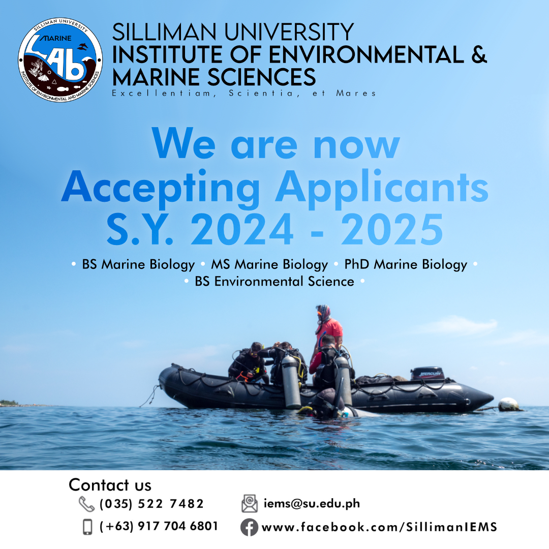 Institute of Environmental and Marine Sciences (IEMS) is now accepting applications for undergraduate and graduate courses for SY 2024-2025