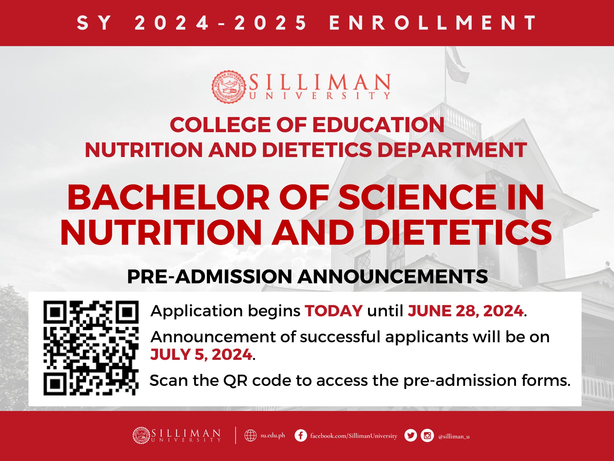 College of Education – Nutrition & Dietetics (ND) Department is NOW ACCEPTING APPLICATIONS
