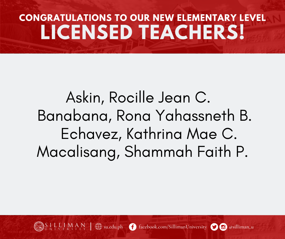 The Silliman University College of Education (COE) produced a total of thirty-five (35) newly licensed professional teachers