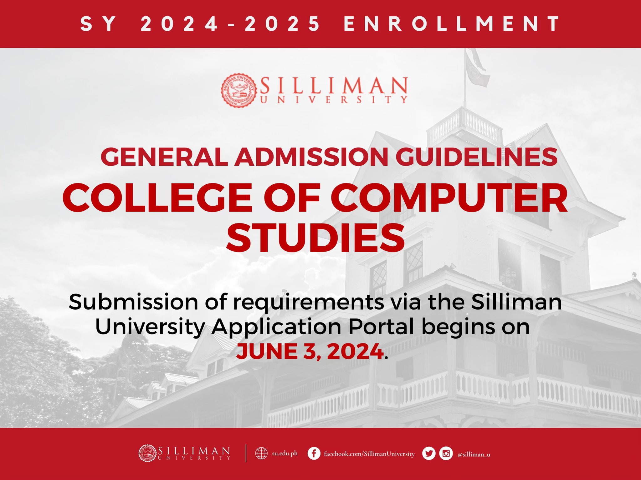 College of Computer Studies (CCS) is announcing its General Admission Guidelines