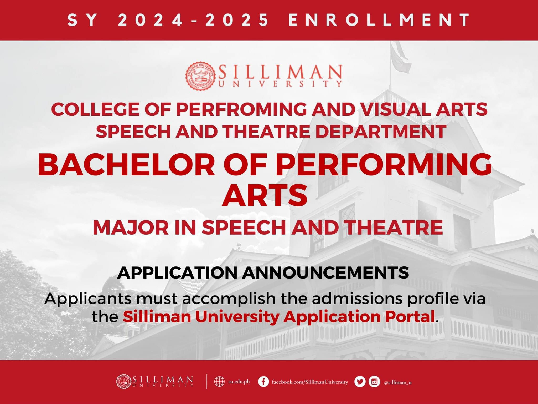 College of Performing & Visual Arts (COPVA) Major in Speech and Theatre is announcing its General Admission Guidelines for SY 2024-2025