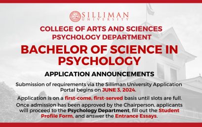 College of Arts and Sciences – Psychology Department is calling all interested first-year applicants to APPLY to its Bachelor of Science in Psychology