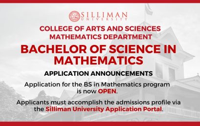 College of Arts and Sciences (CAS) – Mathematics Department is announcing its call for application to their Bachelor of Science in Mathematics for SY 2024-2025