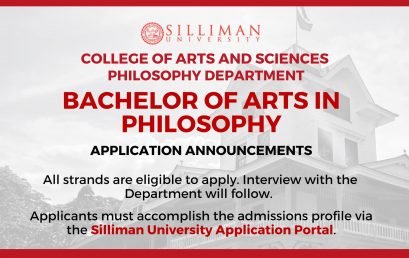 College of Arts and Sciences – Philosophy Department is now accepting Bachelor of Arts in Philosophy applications for SY 2024-2025