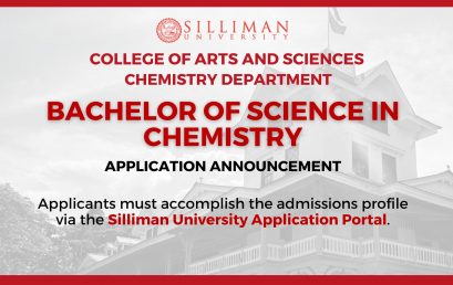 College of Arts and Sciences – Chemistry Department is now accepting Bachelor of Science in Chemistry applications for SY 2024-2025
