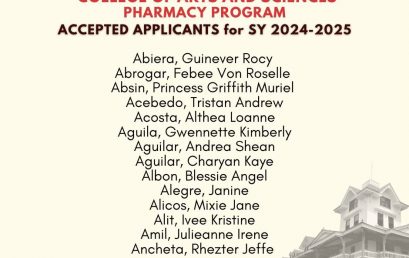 College of Arts and Sciences – Pharmacy Program announces the list of Accepted Students for Bachelor of Science in Pharmacy SY 2024-2025