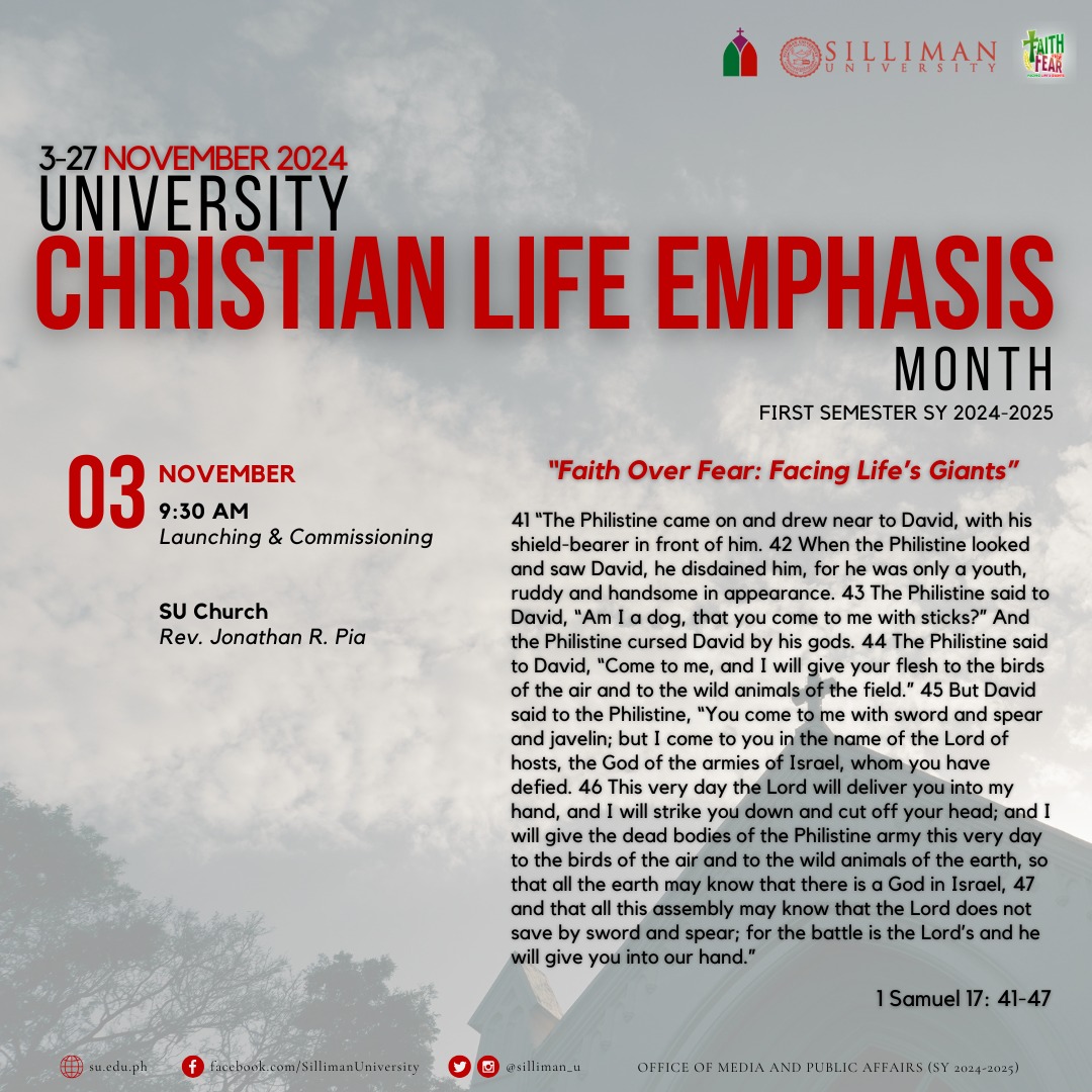 The Silliman University Christian Life Emphasis Month (UCLEM) for the First Semester (SY 2024-2025) begins in November