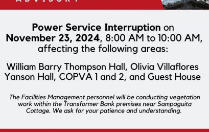 The Silliman University Facilities Management and Administrative Services (FMAS) announces that there will be a Power Service Interruption