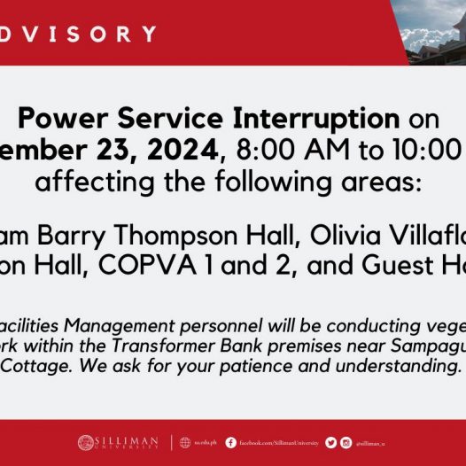 The Silliman University Facilities Management and Administrative Services (FMAS) announces that there will be a Power Service Interruption