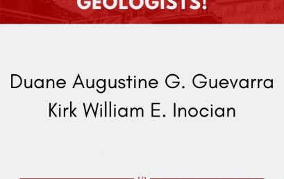 Silliman University (SU) and the College of Arts and Sciences (CAS) – Physics Department congratulate our two (2) newly Registered Geologists