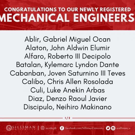 College of Engineering and Design (CED) produced eighteen (18) newly registered mechanical engineers