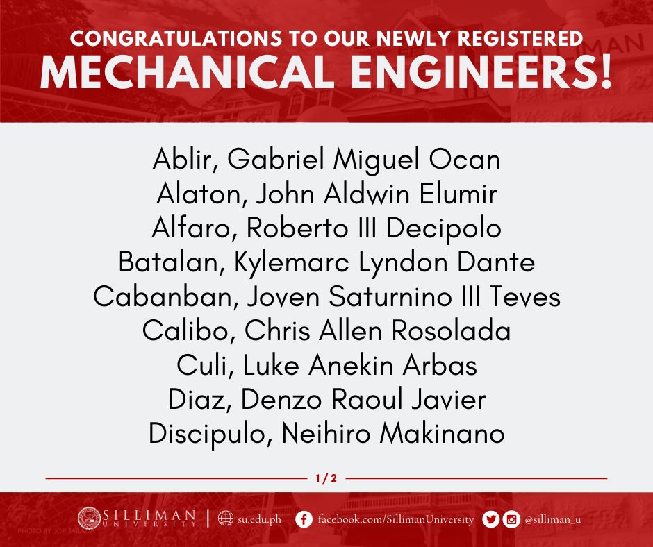 College of Engineering and Design (CED) produced eighteen (18) newly registered mechanical engineers