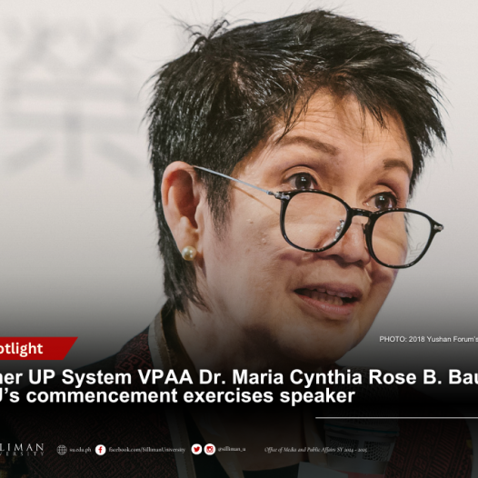 Former UP System VPAA Dr. Maria Cynthia Rose B. Bautista is SU’s commencement exercises speaker