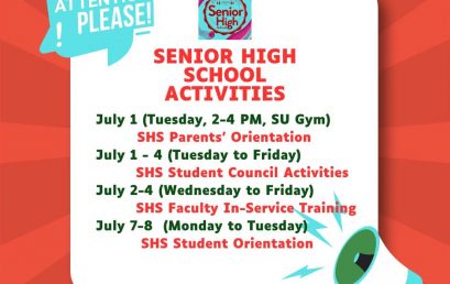 SU Senior High School announces its schedule of activities