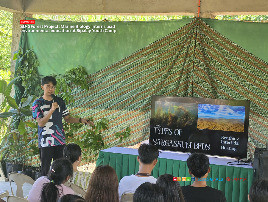 Ertchin Floresca introduces participants to sargassum beds and their contribution to coastal productivity and marine ecosystem health.