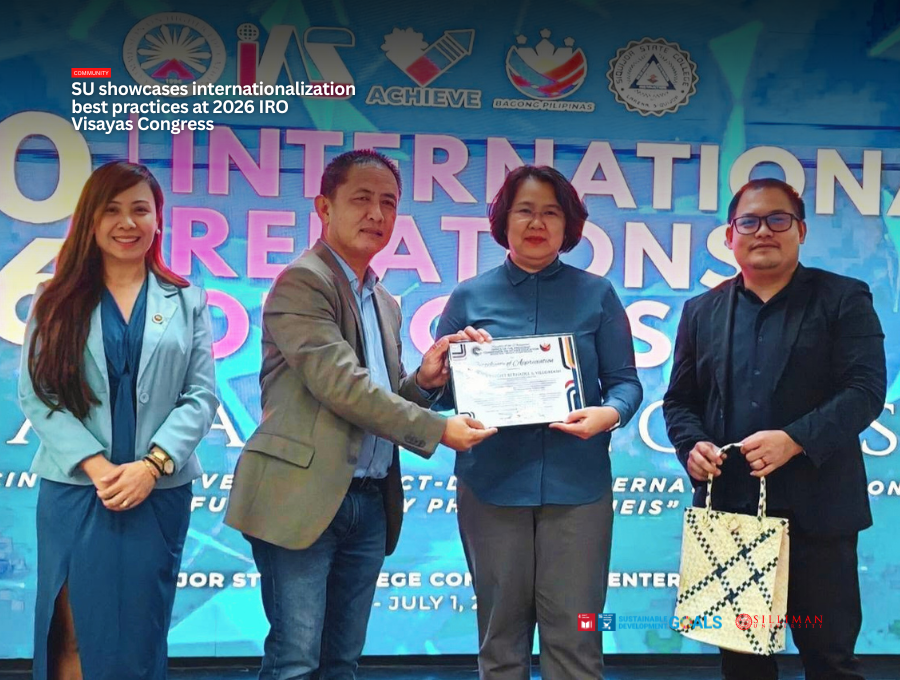 Villordon receives her Certificate of Appreciation in recognition of her presentation on Silliman University's internationalization best practices at the 2026 IRO Visayas Congress.