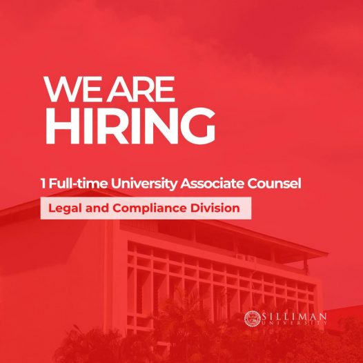 The Silliman University Legal and Compliance Division is hiring a full-time University Associate Counsel