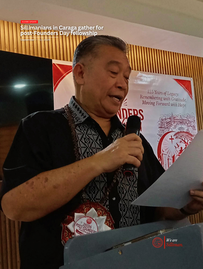 Bringing the Silliman spirit to the Caraga Region! SU Alumni and External Affairs Director Ruben N. Bokingo shares an inspiring message with fellow Sillimanians at the SUAAI Butuan City Chapter Post-Founders Day Fellowship.