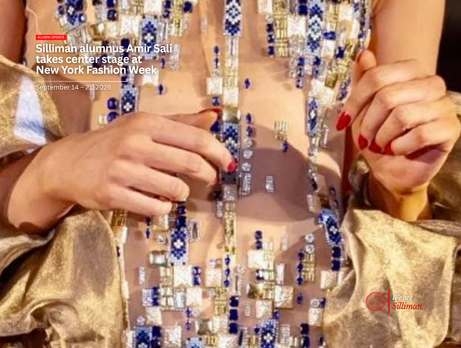 Draping beads incorporated in Amir Sali’s creations.
